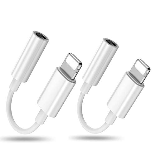 [2 Pack] Adaptador de auriculares para iPhone Dongle, Auriculares AUX Audio 3,5 mm Cable Adaptador Conector de Auriculares Compatible para iPhone 7/8/X/XR/Xs/Xs Max/11/11 Pro/SE/12 Mini/12 Pro Max