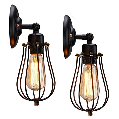 2 piezas Apliques de Pared Vintage Adjustable Metal Lampara Rustica Retro Lámpara Industrial de Pared luces para la Salon, Cocina, Desván, Restaurante, Cafe Decoración(Bombillas No Incluidas)