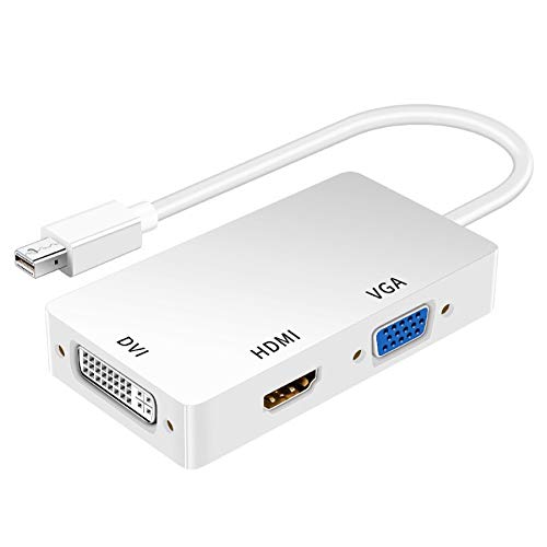 AIMIEI Adaptador Mini DisplayPort a HDMI VGA DVI, 3 en 1 Mini DP (Thunderbolt) a HDMI VGA DVI Converter, compatible con MacBook, iMac, Mac Book Air, DP 1.2 versión 4Kx2K