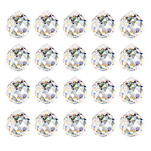 Aipaide Transparente Bola de Cristal 20pcs Bola de Cristal Feng Shui Colgante Bola de Cristal Prisma para Decoración de Lámpara de Casa, Boda, Navidad 20mm