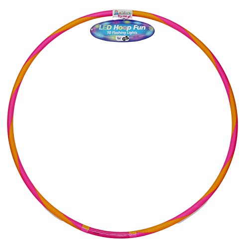 alldoro 63033 Hoop Fun - Aro de 60 cm de diámetro con 9 Luces LED, para Deportes, Fitness y Gimnasia, para niños a Partir de 4 años y Adultos, Color Rosa y Naranja