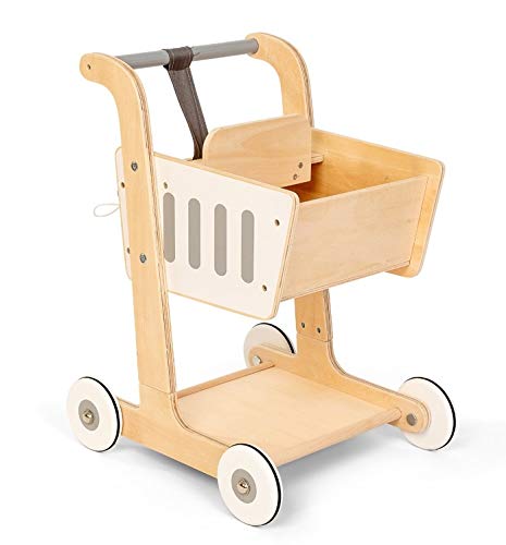 AMLEG Carrito de Compra de Madera , con Porta bebés, Medida: 38 x 51 x 35 - Carros de muñecas