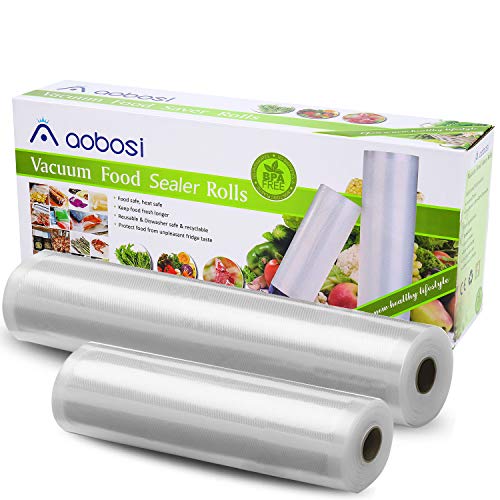 Aobosi Rollos Envasado al Vacío Bolsas Envasado al Vacío 28x600cm y 20x600cm Rollos para Sous Vide BPA Gratis y LFGB Aprobado