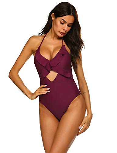 Avidlove Bikini para mujer con estampado de flores, espalda descubierta, parte superior de bikini y braguitas de bikini para mujer 5102-morado XXL