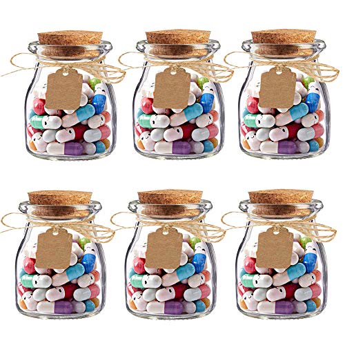 Awtlife - 300 cartas de cápsula con mensaje en 6 botellas de vidrio con tapas de corcho para bodas, fiestas, familiares, cara sonriente, amor, amistad, carta de amor (3.4 oz)