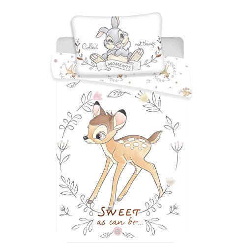 Bambi Juego de cama infantil (2 piezas, 100% algodón, 40 x 60 cm y 100 x 135 cm), diseño de Disney