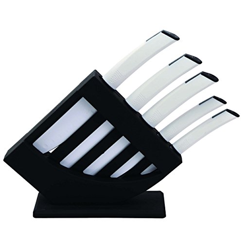 Bergner Ultra Non-Stick Set de 5 Cuchillos + Tacoma, Acero Inoxidable, Blanco, 36 x 9 x 29 cm, 6 Unidades