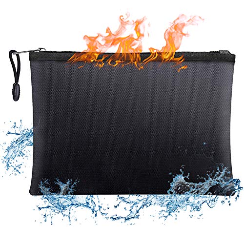 BluePower Bolsa de Documento Ignífuga y Impermeable A4 15"× 11",Bolsa de Batería Seguridad Anti Explosión,porta sobres con cremallera para documentos A4apta para,efectivo, factura,iPad,teléfono móvil