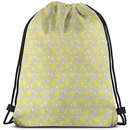 Bolsa de cordón, mochila de cuerda, bolsas de cordón, diseño abstracto, dientes de león de primavera, boceto, estilo natural, composición deportiva, bolsa de viaje, bolsas de gimnasio