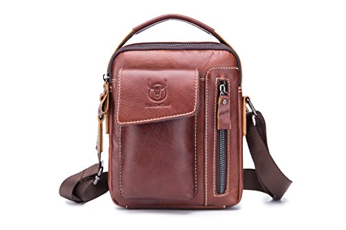 Bolso de Hombro de los Hombres, Popoti Bolso de Uero de Bolso de Crossbody de la Mochila del Bolso de Mensajero de la Cartera de la Vendimia de Múltiples Funciones (Marrón-2)