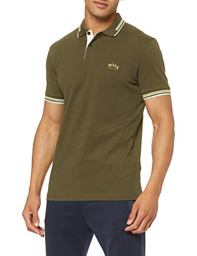 BOSS Paul Curved Polo, Verde (Dark Green 303), XS para Hombre