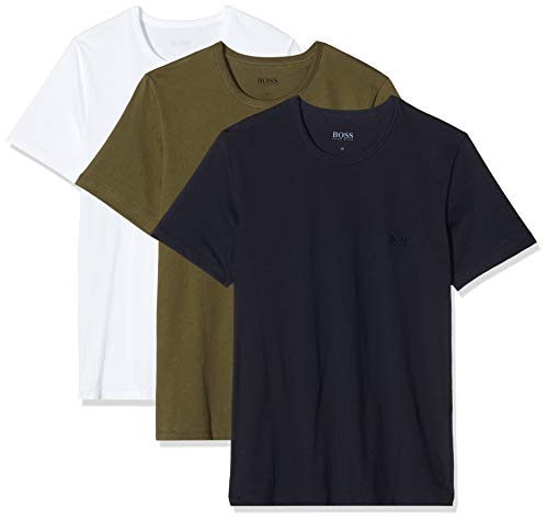 BOSS T-Shirt RN 3p Co Camiseta para Hombre, Verde multicolor 399 , Large, pack de 3