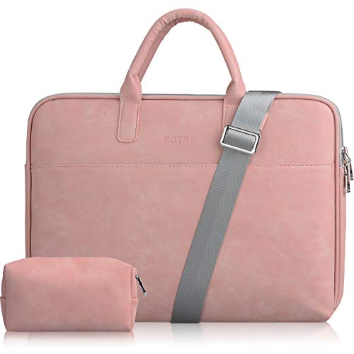 BOTRE 13-15.6 Pulgadas Bolso de Mujer Bandolera Ordenadores Multifuncional Maletín Hombre Funda para Portátil Macbook Air iPad Moda y Negocios (14pouces, Rosa)