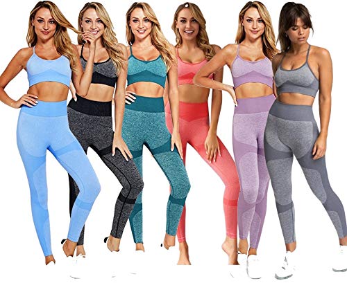 C K CrisKat Conjunto Deportivo Femenino Sujetador y Pantalones de Yoga Traje Deportivo Conjunto de Leggings y Sujetador Deportivo Conjunto de Yoga Sólido sin Costuras para Fitness (S, Verde)