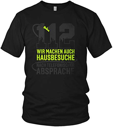 Camiseta para hombre y hombre, diseño de bomberos con texto en alemán negro/negro XXXXL