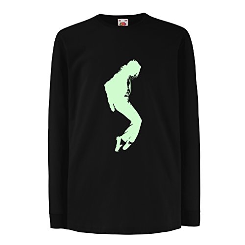 Camisetas de Manga Larga para Niño Me Encanta MJ - Ropa de Club de Fans, Ropa de Concierto (9-11 Years Negro Fluorescente)