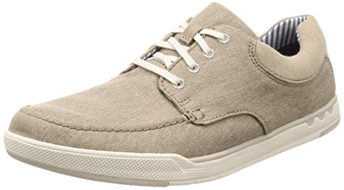 Clarks Step Isle Lace, Zapatos de Cordones Derby para Hombre, Beige (Sand Canvas -), 42 EU