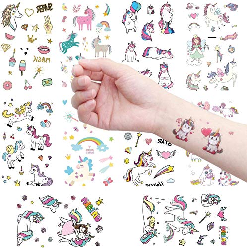 Clerfy Acc 500pcs Unicornio Tatuajes temporales Falso Tatuajes Pegatinas para niños niñas Fiestas Infantiles Unicornio cumpleaños de niños Regalo piñata