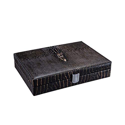 CLJ-LJ Caja de cigarros, humidor, Suave Madera de Cedro de Piel de cocodrilo Caja hidratante, humectante Gabinete de Buen Humor, Buena Vida (Color: Natural)