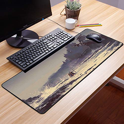 Comfortable Mouse Pad 60x35 cm,Decoración Medieval, Pintura fantástica del Rey Caminando por,Impermeable con Base de Goma Antideslizante,Special-Textured Superficie para Gamers Ordenador, PC y Laptop