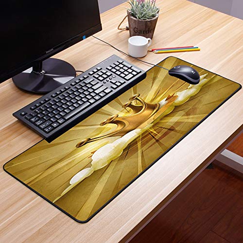 Comfortable Mouse Pad 60x35 cm,Rey, corona inspirada en un cuento de hadas medieval con nubes,Impermeable con Base de Goma Antideslizante,Special-Textured Superficie para Gamers Ordenador, PC y Laptop