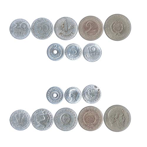 Conjunto de 8 Monedas de Hungría. 2, 5, 10, 20, 50 Relleno, 1, 2, 5 Forint. 1949-1973