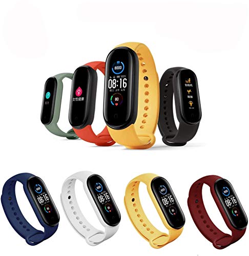 Correas para Xiaomi mi Band 5 Correas compatibles xiaomi mi band 5 Reemplazo 4 Piezas Correa de Silicona Xiaomi Mi Band 5 Cinco. Pulseras Silicona para intercambiar (No Contiene Pulsera de Actividad).