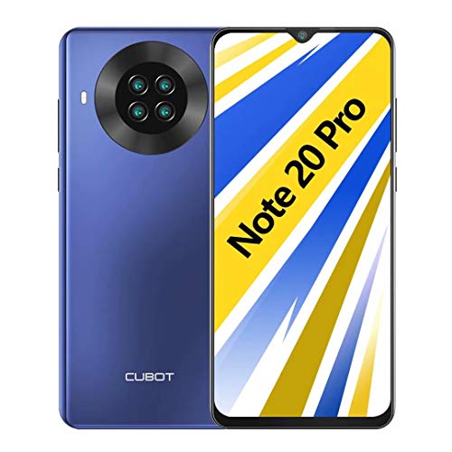 CUBOT Note 20 Pro Teléfono móvil, 6,5 Pulgadas HD+ Pantalla, 6 GB RAM + 128 GB ROM, Octa-Core Procesador Helio P60, Android 10.0, 4200 mAh, Cuatro Cámara, Dual SIM, NFC, Face ID, Azul