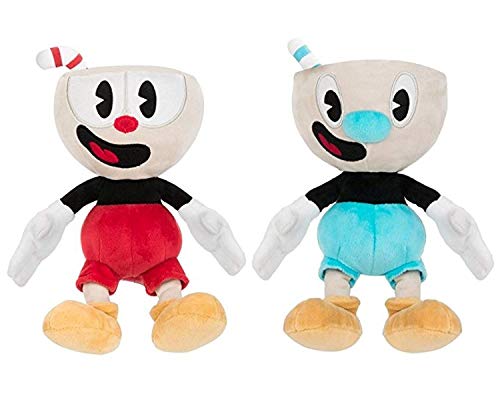 Cuphead Figuras de Peluche coleccionables Cuphead Peluches Cuphead Mecup y Brocup Devil Boss Cáliz Legendario King Dice Girasol Muñecas de Peluche (Cuphead & Mugman)