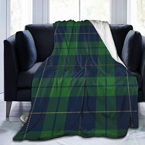 Daisylove Manta de microfibra ultra suave, duradera, azul, verde, tartán escocés, manta de tela antigua, suave y cálida, para cama, sofá, oficina, sala de estar, decoración del hogar, 152 x 122 cm