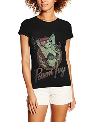 DC Comics Justice League Bombshell Poison Ivy Badge Camiseta, Negro (Black), 36 (Tamaño Fabricante:Small) para Mujer