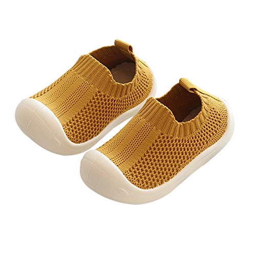 DEBAIJIA Zapatos para niños pequeños 1-5T Baby First-Walking Kid Deporte Suela Suave Malla Antideslizante Entrenador Transpirable 17/18 EU Amarillo(Tamaño de Etiqueta 17)