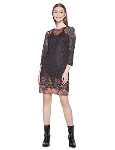 Desigual Vest_Darina Vestido, (Negro 2000), 48 (Talla del Fabricante: 46) para Mujer