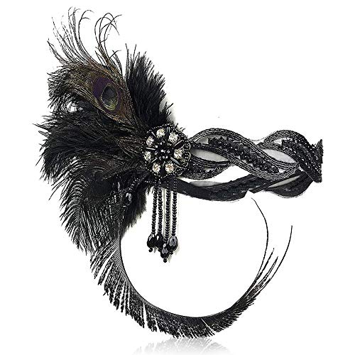 Diadema de plumas de cristal vintage de los años 20, accesorio para la cabeza de los años 20, accesorio para disfraz de Gatsby, fiesta temática
