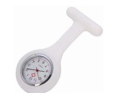 DierCosy Broche de Bolsillo de Silicona Reloj de Bolsillo de Las Mujeres de Cuarzo analógico Reloj de Reloj del Clip Fob Médico Enfermera Duradero Reloj Azul