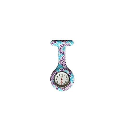 DierCosy Floral de Las Mujeres del Reloj de Bolsillo de Cuarzo analógico Reloj Reloj de Silicona Resistente Broche del Clip de Bolsillo Fob Médico Enfermera del Reloj