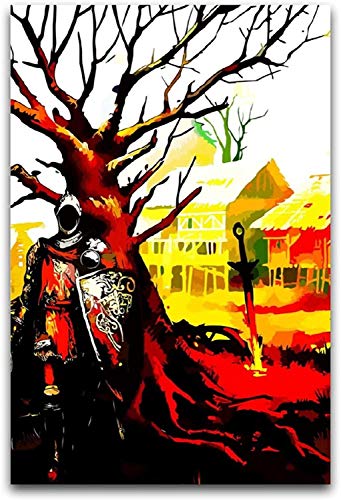 DINGDONG ART Pintura De La Lona 30x50cm Sin Marco El Hombre bajo el Juego Dark Souls árbol Cartel Decorativo Arte de Pared Pasillo Bar Gimnasio decoración de habitación de Estudio