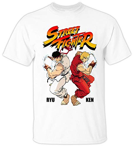 Doapee Anime, Street Fighter V2 Akira Yasuda 1991 T Shirt (White),White,2XL