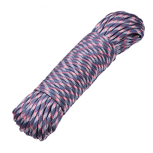 DonDon Cuerda de 30 Metros de Nylon Cuerda de Paracord Cuerda de Supervivencia para Actividades al Aire Libre, para Camping y para Manualidades 4 mm – 7 filamentos Azul Noche-Rojo-Blanco