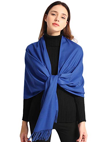 EASE LEAP Bufanda Mujer con Tacto Cachemira Fiesta Chal para Boda Suave Pashmina 200 * 70cm/(Azul)