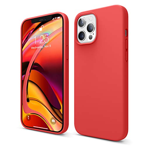 elago Silicona Líquida Funda Compatible con iPhone 12 Pro MAX Case (6.7"), Silicona Premium, Protección Funda Protectora 3 Tapas Estructura (Rojo)