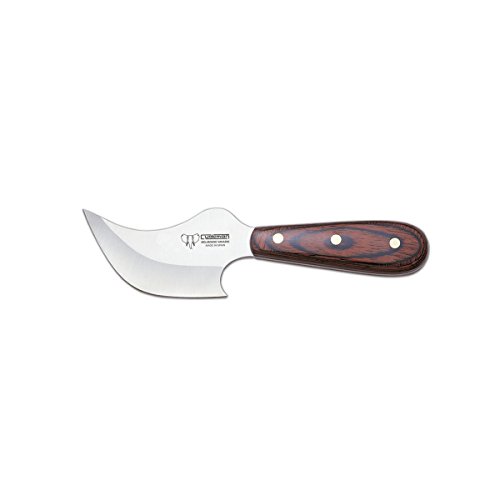 Electropolis Cuchillo desollador Cudeman 141-R con Mango de Madera roja, Uso Deportivo, Hoja de 9,5 cm, Herramienta de Camping para Pesca, Caza, Actividad Deportiva + Tarjeta Multiusos de Regalo