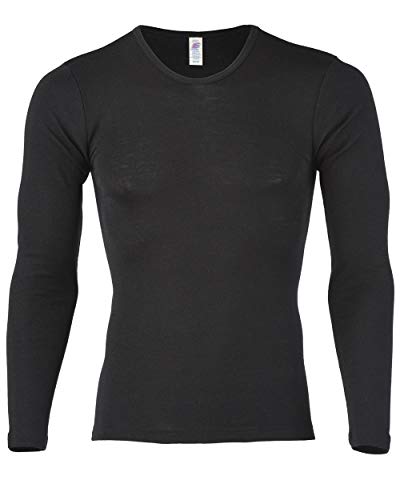 Engel Natur Camiseta interior de manga larga para hombre, lana y seda, talla 46-56 Negro 48/50 ES