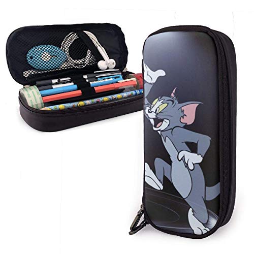 Estuche para lápices de música Tom and Jerry, doble cremallera Pu gran capacidad