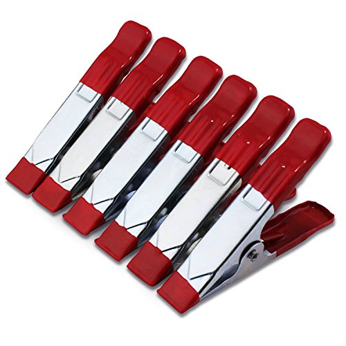 ESUMIC 6 x 4 A Grip Holder Punta metálica revestida de Goma de Resorte Abrazaderas para Acampar Lona Rojo