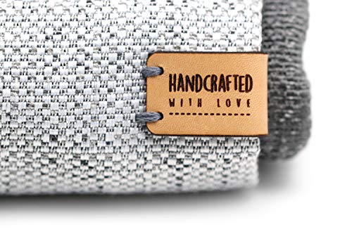 Etiquetas plegable de cuero hechas a mano handcrafted with love Mod. HMO4 - Exclusivas grabadas etiquetas de piel italiana (30 piezas - Texto Personalizado)