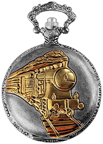 Excellanc llanc Analog Reloj de bolsillo con mecanismo de cuarzo Tren Locomotora 480312000004 bicolor Chasis tamaño 47 mm x 15 mm con esfera de color blanco y cristal de plástico Cristal