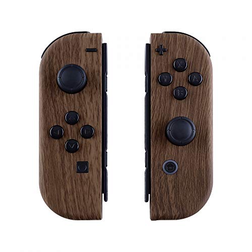 eXtremeRate Funda Carcasa reemplazable del Mando NS Joy-con Agarre Shell de Bricolaje Esmerilado con Botón Completo para Nintendo Switch No Incluye la Carcasa de la Consola (Grano de Madera)