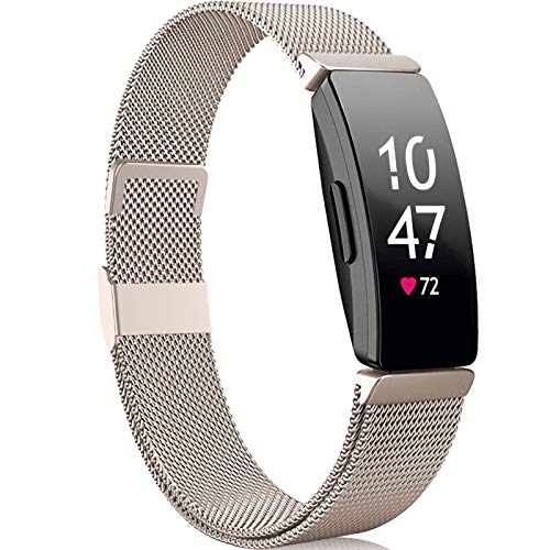 Faliogo Compatible para Fitbit Inspire Correa/Fitbit Inspire 2 Correa/Fitbit Inspire HR Correa, de Metal Acero Inoxidable Correa de Repuesto Compatible con Fitbit Ace 2, Pequeño Oro Vintage