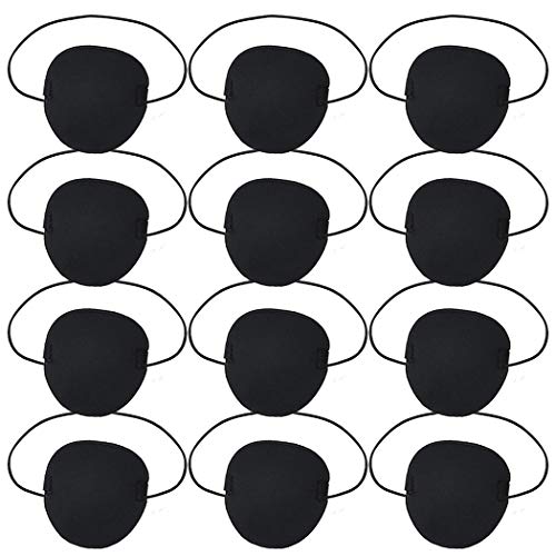 Fansport Halloween Negro Parche de ojo de Pirata Parche de Ojo de Pirata Fieltro Negro para Halloween Fiesta de Disfraces(12pc)